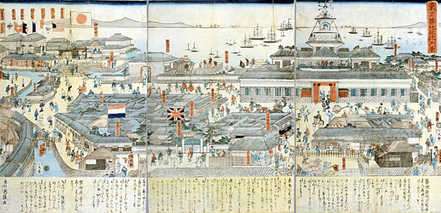 錦絵「東京築地鉄炮州景」二代国輝画